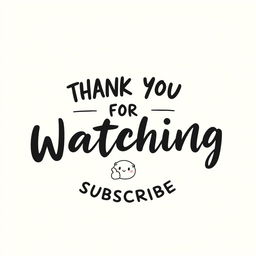 A chill and relaxed logo design featuring the text 'THANK YOU FOR WATCHING' and 'SUBSCRIBE' in a laid-back, handwritten or brush script font