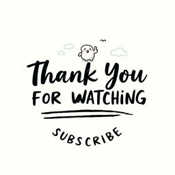 A chill and relaxed logo design featuring the text 'THANK YOU FOR WATCHING' and 'SUBSCRIBE' in a laid-back, handwritten or brush script font