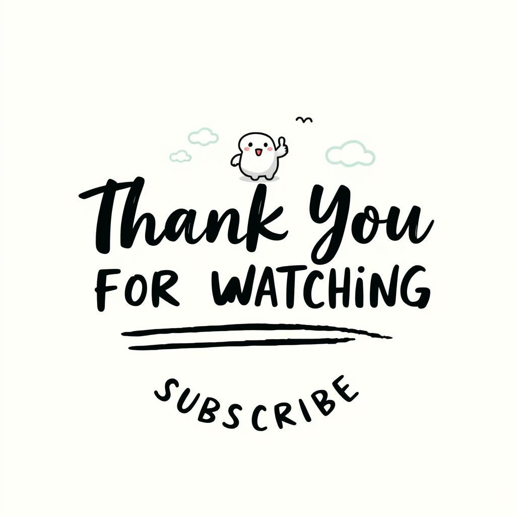 A chill and relaxed logo design featuring the text 'THANK YOU FOR WATCHING' and 'SUBSCRIBE' in a laid-back, handwritten or brush script font