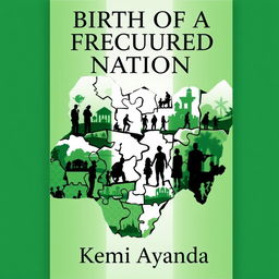 A striking book cover for 'Birth of a Fractured Nation' by Kemi Ayanda, exploring the theme of a divided Nigeria