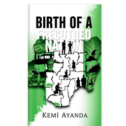 A striking book cover for 'Birth of a Fractured Nation' by Kemi Ayanda, exploring the theme of a divided Nigeria