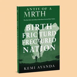 A mature, compelling book cover for 'Birth of a Fractured Nation' by Kemi Ayanda, featuring a dramatic depiction of a fractured nation