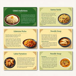 A visually engaging presentation on Uzbek traditional food, showcasing various dishes and culinary practices