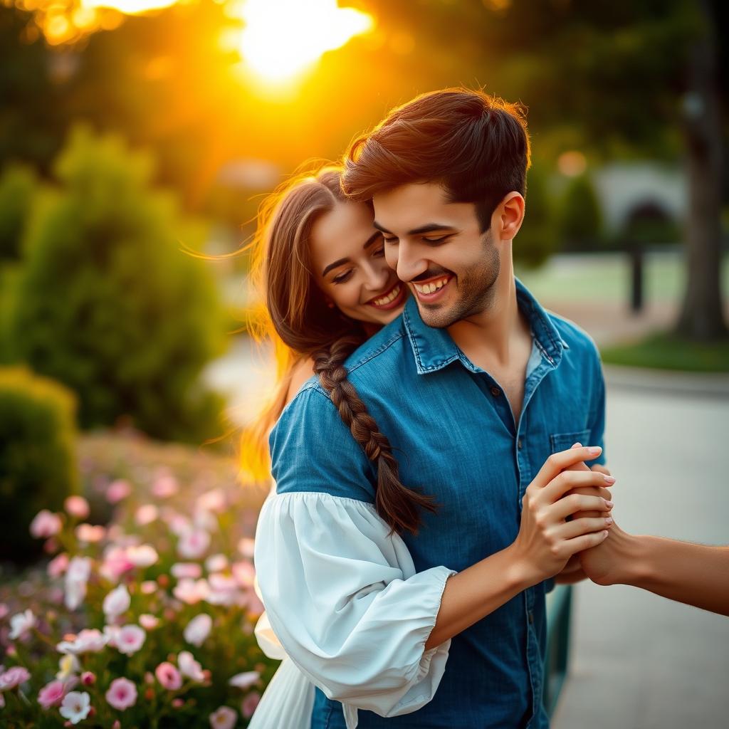 A romantic couple in an intimate moment, displaying love and affection for each other