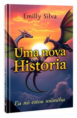 A captivating book cover design featuring the title 'Uma nova História' prominently in the center in an eye-catching font