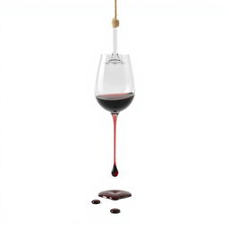 A minimalist composition featuring a wine glass hanging from a simple rope