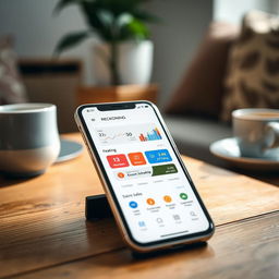 A modern smartphone displaying the Reckoning App on the screen, showcasing a sleek user interface with interactive elements