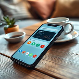 A modern smartphone displaying the Reckoning App on the screen, showcasing a sleek user interface with interactive elements