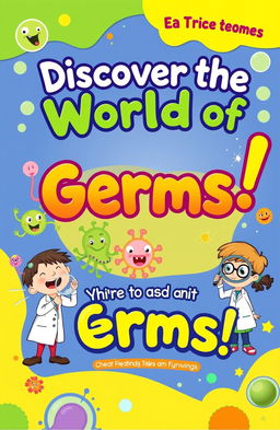 A vibrant and engaging children's science book cover focused on germs