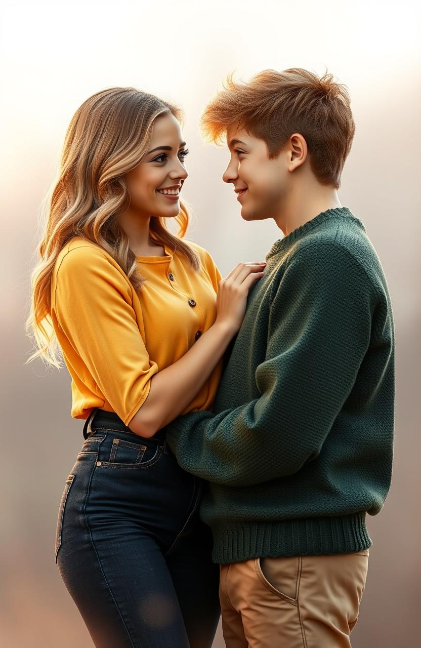 A romantic scene between a girl and a boy