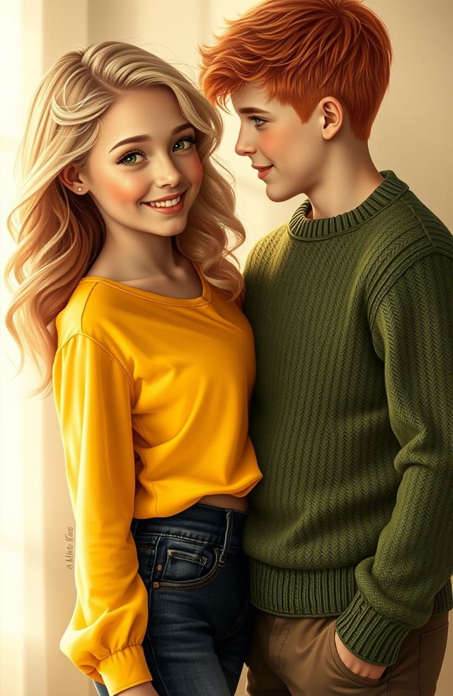 A romantic scene between a girl and a boy