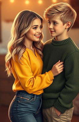 A romantic scene between a girl and a boy