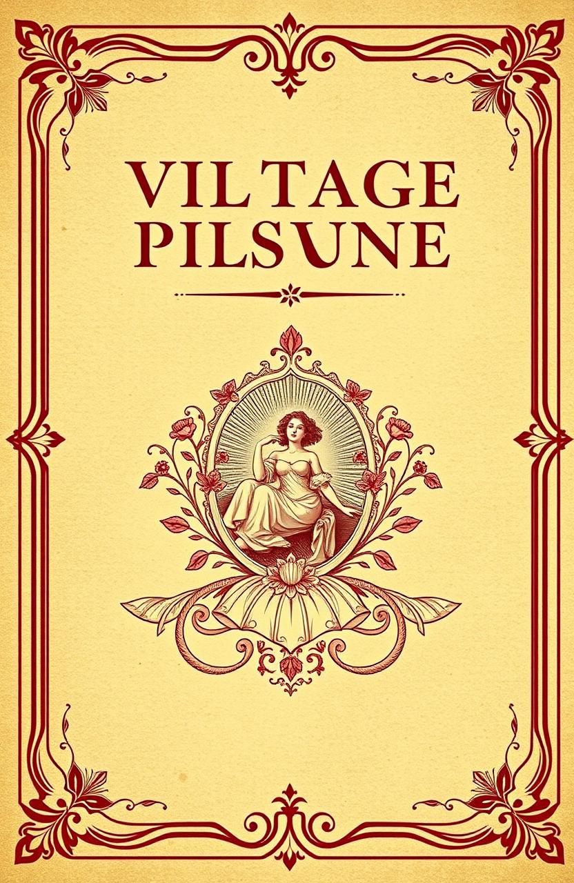 A vintage classic book cover design, featuring an ornate border and a textured background