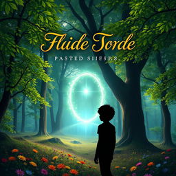 A visually striking e-book cover design featuring a mystical forest scene with a shimmering magical portal at its center