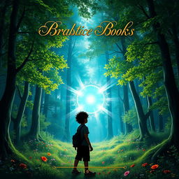 A visually striking e-book cover design featuring a mystical forest scene with a shimmering magical portal at its center