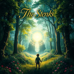 A visually striking e-book cover design featuring a mystical forest scene with a shimmering magical portal at its center