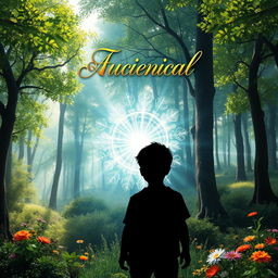 A visually striking e-book cover design featuring a mystical forest scene with a shimmering magical portal at its center