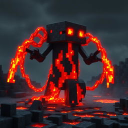 A Minecraft lava creature, resembling a unique and terrifying entity crafted from molten lava and rock