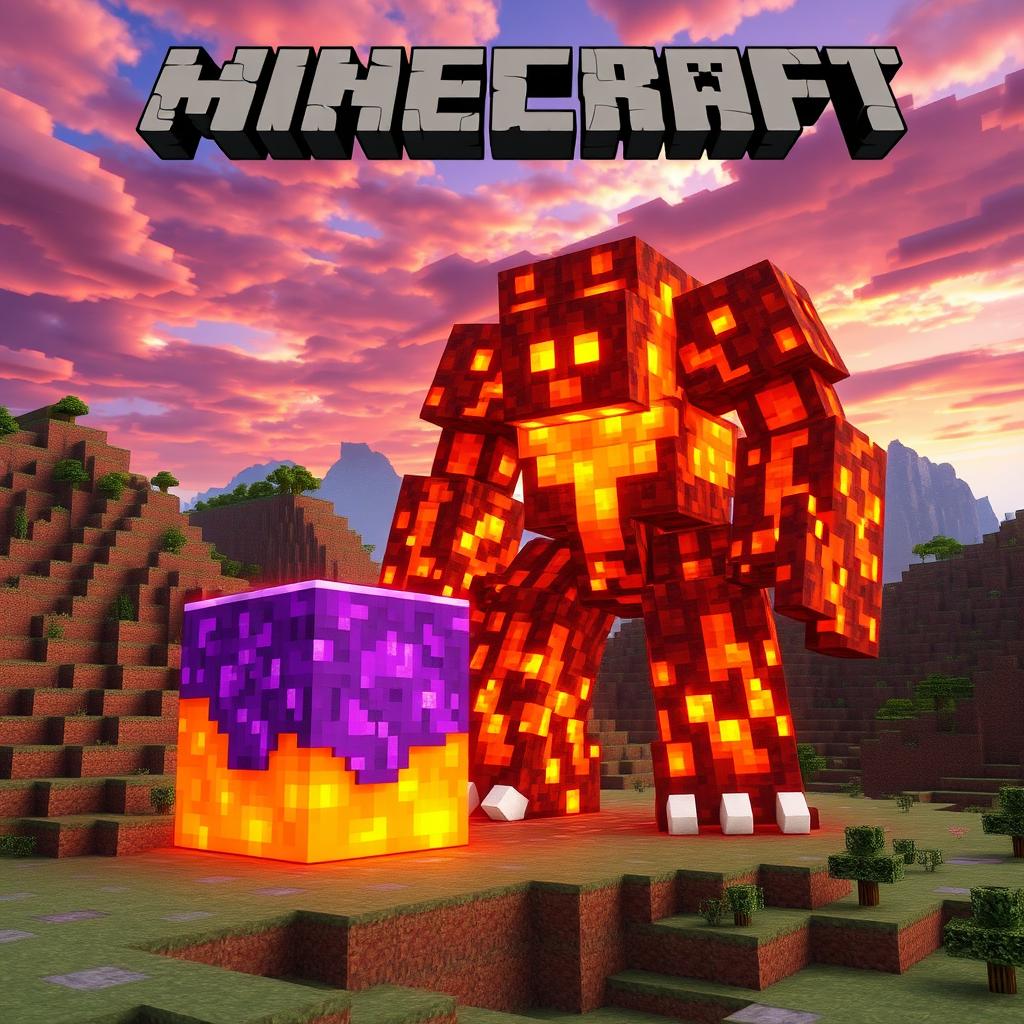 A striking lava creature designed as a colossal golem, entirely composed of flowing magma and fiery textures, with molten limbs and glowing embers radiating warmth