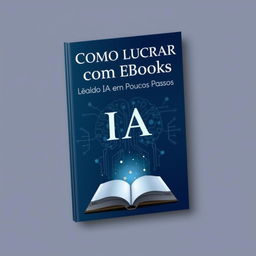 A professional ebook cover design for 'Como Lucrar com Ebooks Usando IA em Poucos Passos'