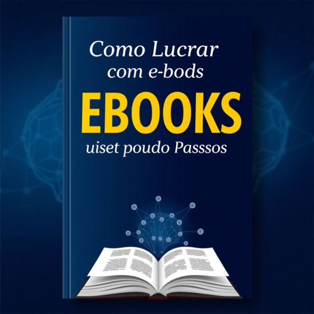 A professional ebook cover design for 'Como Lucrar com Ebooks Usando IA em Poucos Passos'