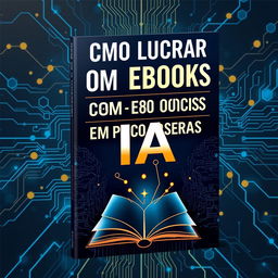A highly professional ebook cover design for 'Como Lucrar com Ebooks Usando IA em Poucos Passos'