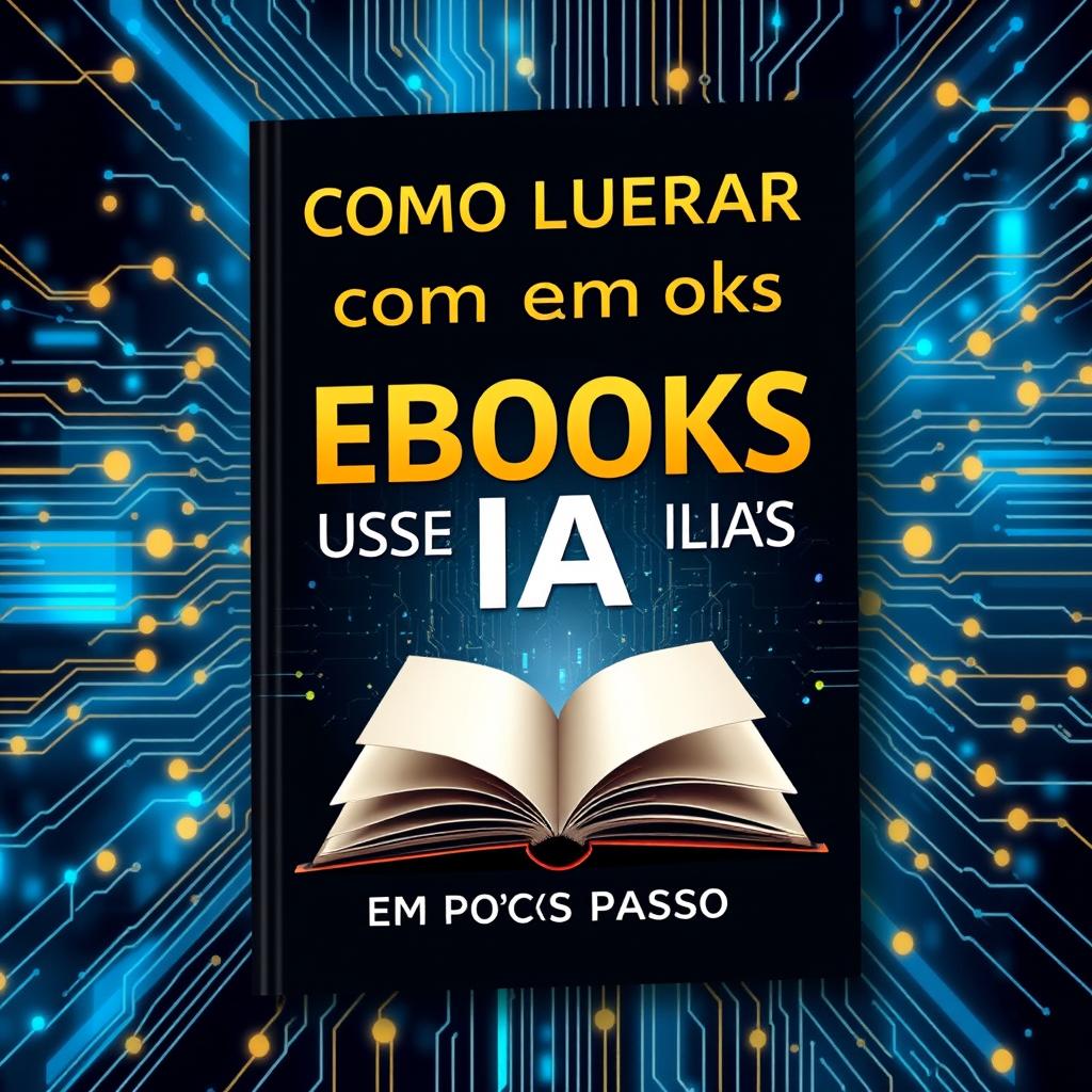 A highly professional ebook cover design for 'Como Lucrar com Ebooks Usando IA em Poucos Passos'