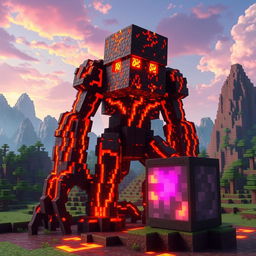 A captivating lava creature, envisioned as a massive golem crafted entirely from molten lava, with streams of glowing magma flowing across its body