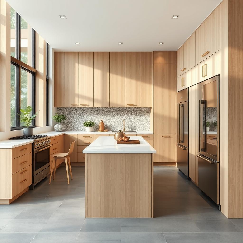 A beautifully designed modern Iranian kitchen interior featuring a sleek, minimalist aesthetic