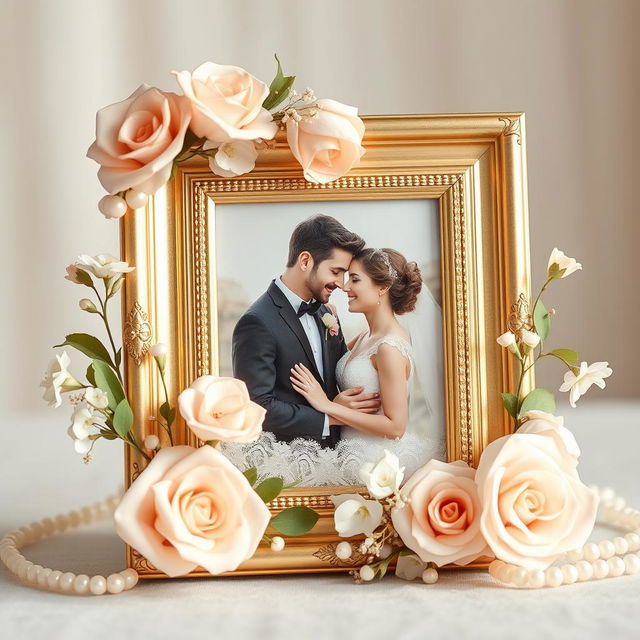 A beautifully arranged photo gift for a girl's wedding, featuring an elegant and romantic design