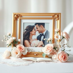 A beautifully arranged photo gift for a girl's wedding, featuring an elegant and romantic design