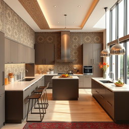 A beautifully designed Iranian modern kitchen featuring sleek cabinetry, elegant countertops, and stylish appliances