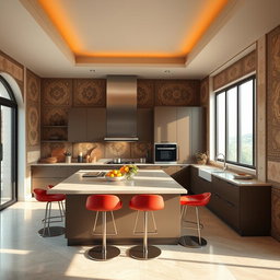 A beautifully designed Iranian modern kitchen featuring sleek cabinetry, elegant countertops, and stylish appliances
