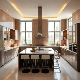 A beautifully designed Iranian modern kitchen featuring sleek cabinetry, elegant countertops, and stylish appliances