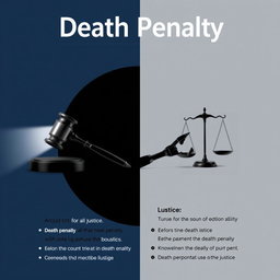 An argument poster titled "Death Penalty: Justice vs Error" featuring a balanced and neutral design