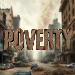 A creative and artistic depiction of the word 'POVERTY' in bold, expressive lettering