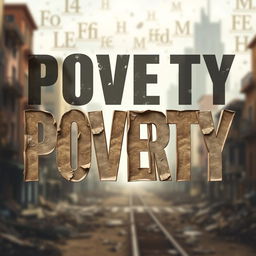 A creative and artistic depiction of the word 'POVERTY' in bold, expressive lettering