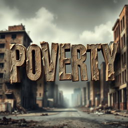 A creative and artistic depiction of the word 'POVERTY' in bold, expressive lettering