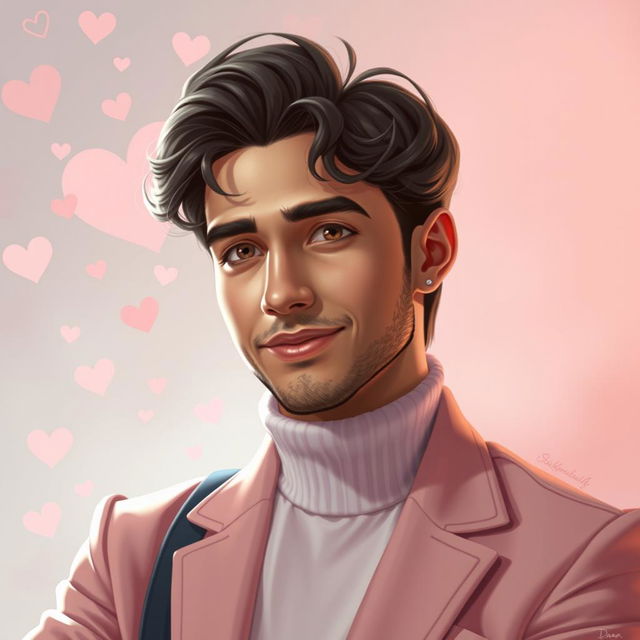A digital art portrait of İskender Karan, a character from the Deha TV series, portrayed with the aesthetic and vibe inspired by Taylor Swift's album 'Lover'
