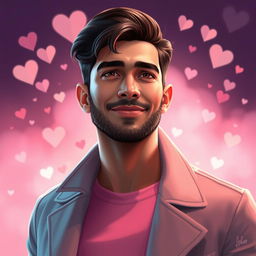 A digital art portrait of İskender Karan, a character from the Deha TV series, portrayed with the aesthetic and vibe inspired by Taylor Swift's album 'Lover'