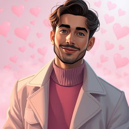 A digital art portrait of İskender Karan, a character from the Deha TV series, portrayed with the aesthetic and vibe inspired by Taylor Swift's album 'Lover'