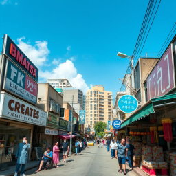 A photo essay documenting globalization's visible effects in a local area, focusing on various foreign businesses, imported products, and cultural influences