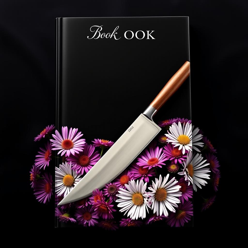 A striking book cover design featuring a sleek, sharp knife positioned prominently in the center against a dark, dramatic background