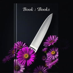 A dramatic book cover design featuring a real knife with a sharp, stainless steel blade positioned prominently in the center