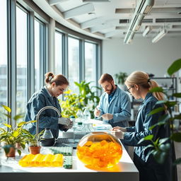 An inspiring scene depicting the themes of material science, material engineering, and renewable energy