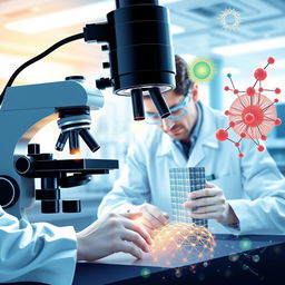 A cutting-edge illustration showcasing advanced materials and nanomaterials in the context of renewable energy technology