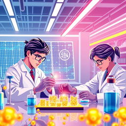A vivid illustration of advanced materials and nanomaterials being utilized in renewable energy solutions