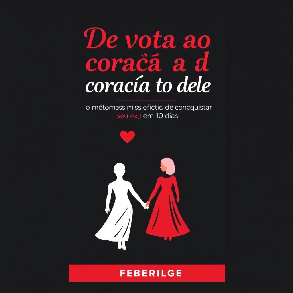 An ebook cover featuring the title 'De volta ao coração dele - o método mais eficaz de conquistar seu ex em 10 dias' prominently displayed at the top in a stylish and attractive 'great vibes' font