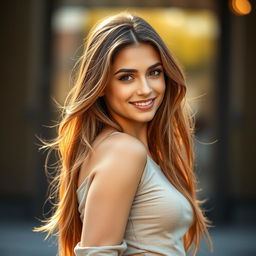 A focused and artistic portrait of a confident young woman in a casual, relaxed pose