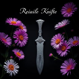 A captivating book cover design featuring a real ritual knife at the center, displaying ornate carvings on the blade and a uniquely shaped handle, exuding an aura of mystery and tradition